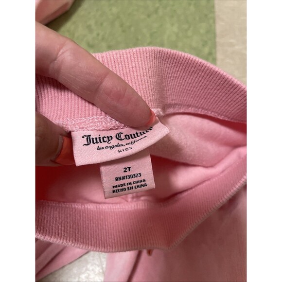 Juicy Couture 2T Toddler Girl 2p Velour Tracksuit Jogger Outfit Hoodie Pink - Picture 3 of 7